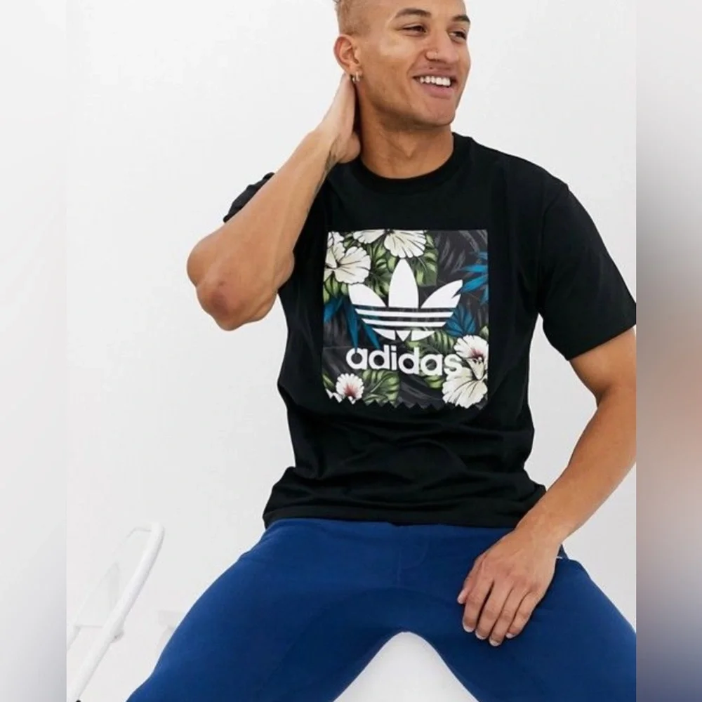 ADIDAS Men's Trefoil Floral Fill Graphic T-Shirt